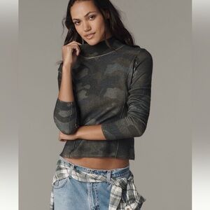 NWT new small fits XS Anthropologie pilcro cashmere sweater fitted camo green